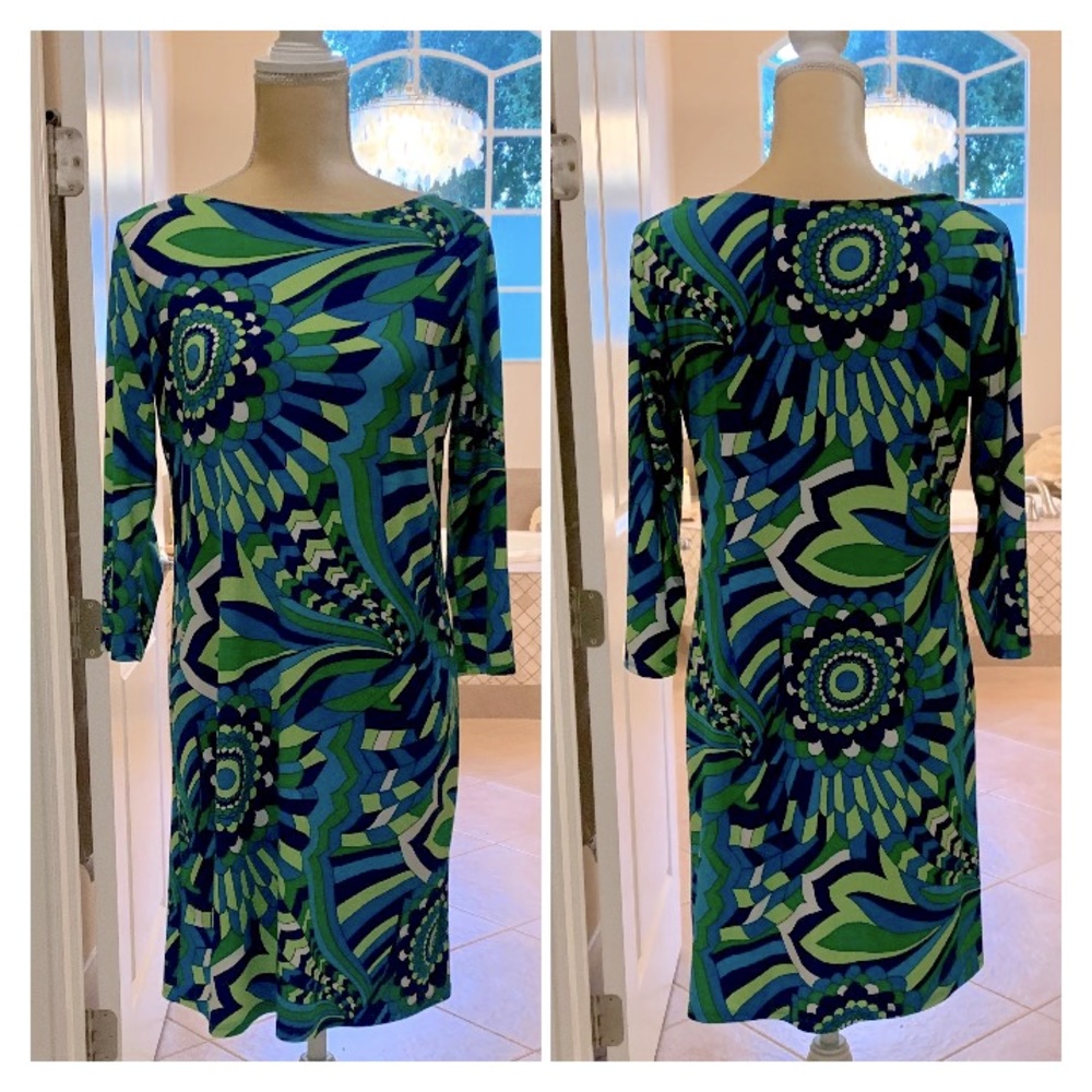 sz 8 shift dress psychedelic pattern hot